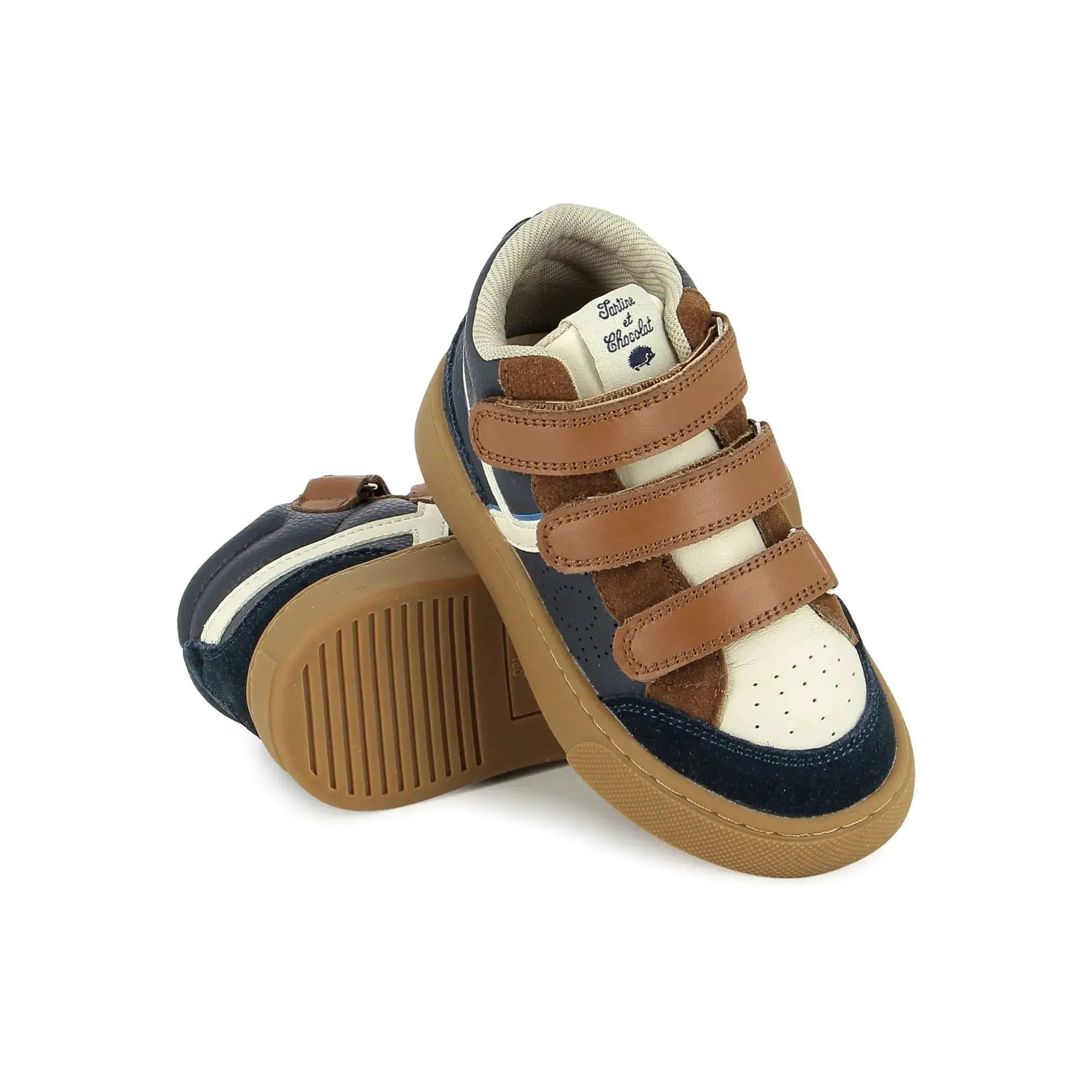 TARTINE ET CHOCOLAT SOULIERS - BASKETS - TC 17 HI EASY - NAPPA - NAVY - WHITE - CAMEL - Pom d'Api