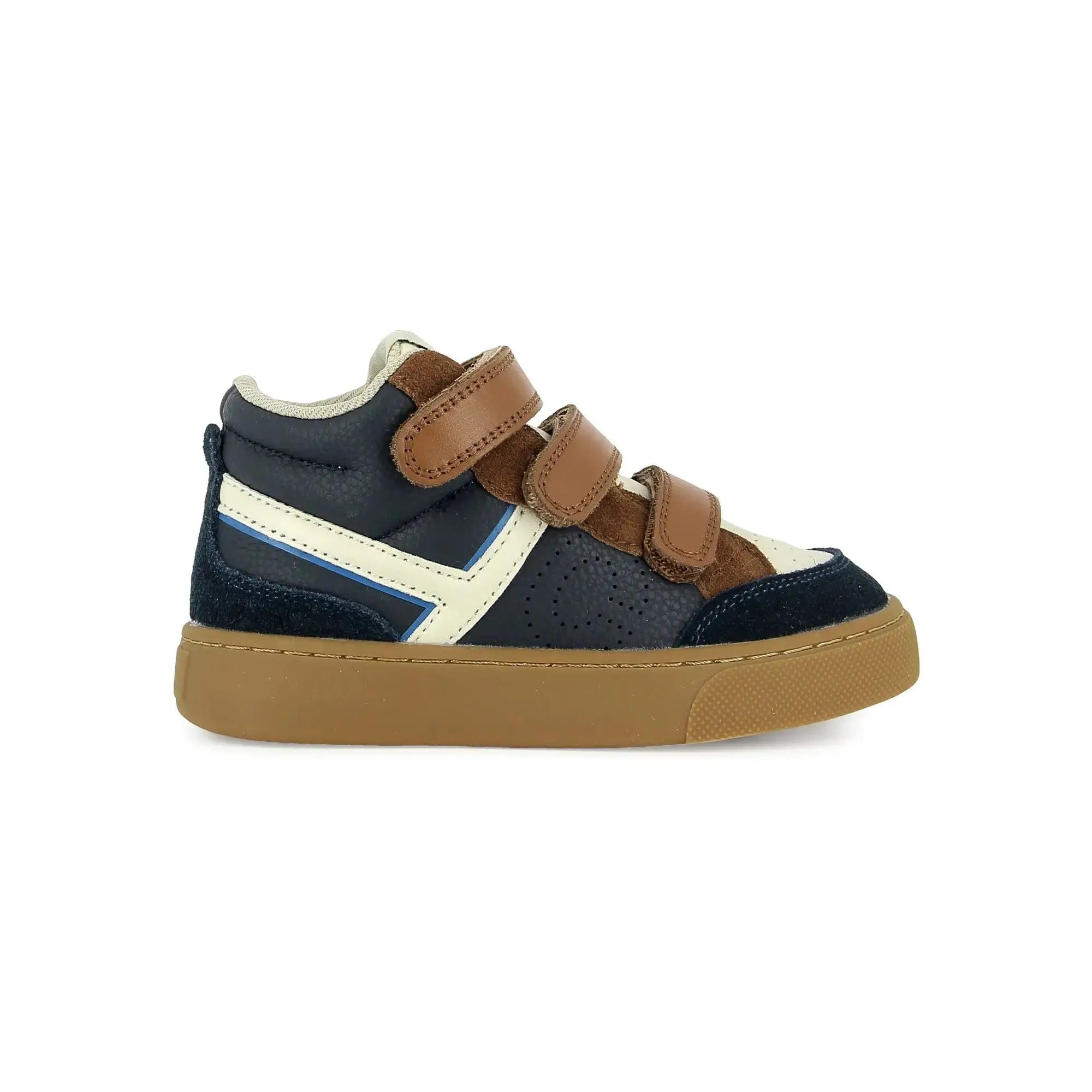 TARTINE ET CHOCOLAT SOULIERS - BASKETS - TC 17 HI EASY - NAPPA - NAVY - WHITE - CAMEL - Pom d'Api