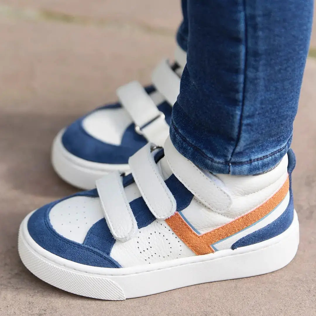 TARTINE ET CHOCOLAT SOULIERS - BASKETS - TC 17 HI EASY - NAPPA - WHITE - DK NAVY - DK ORA - Pom d'Api