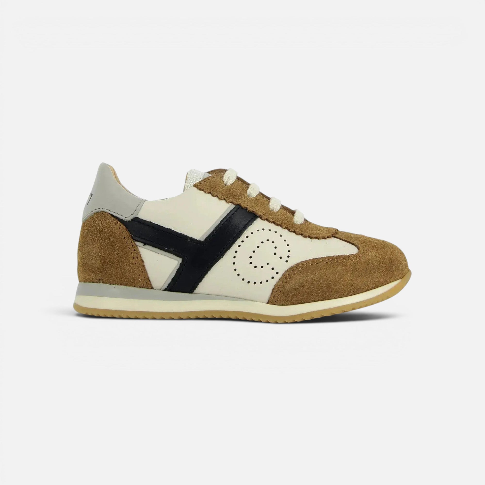 BASKETS en - TC 77 - NAPPA-VELOURS - CAMEL-CREMA - MARINE