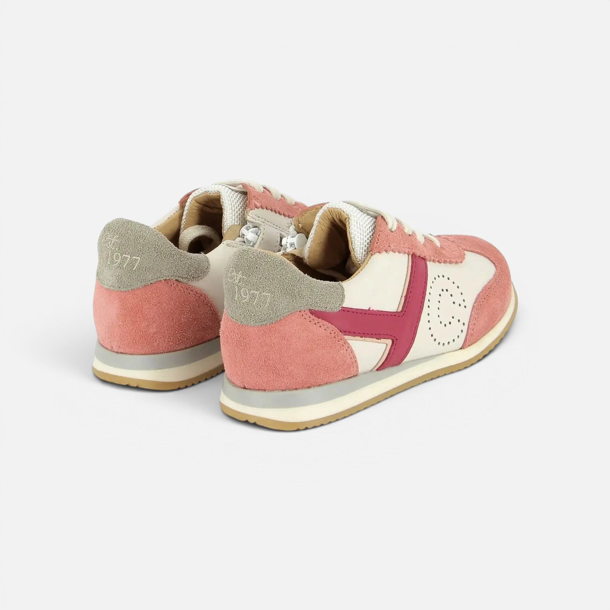 BASKETS en - TC 77 - NAPPA-VELOURS - VIEUX ROSE-CREMA - F