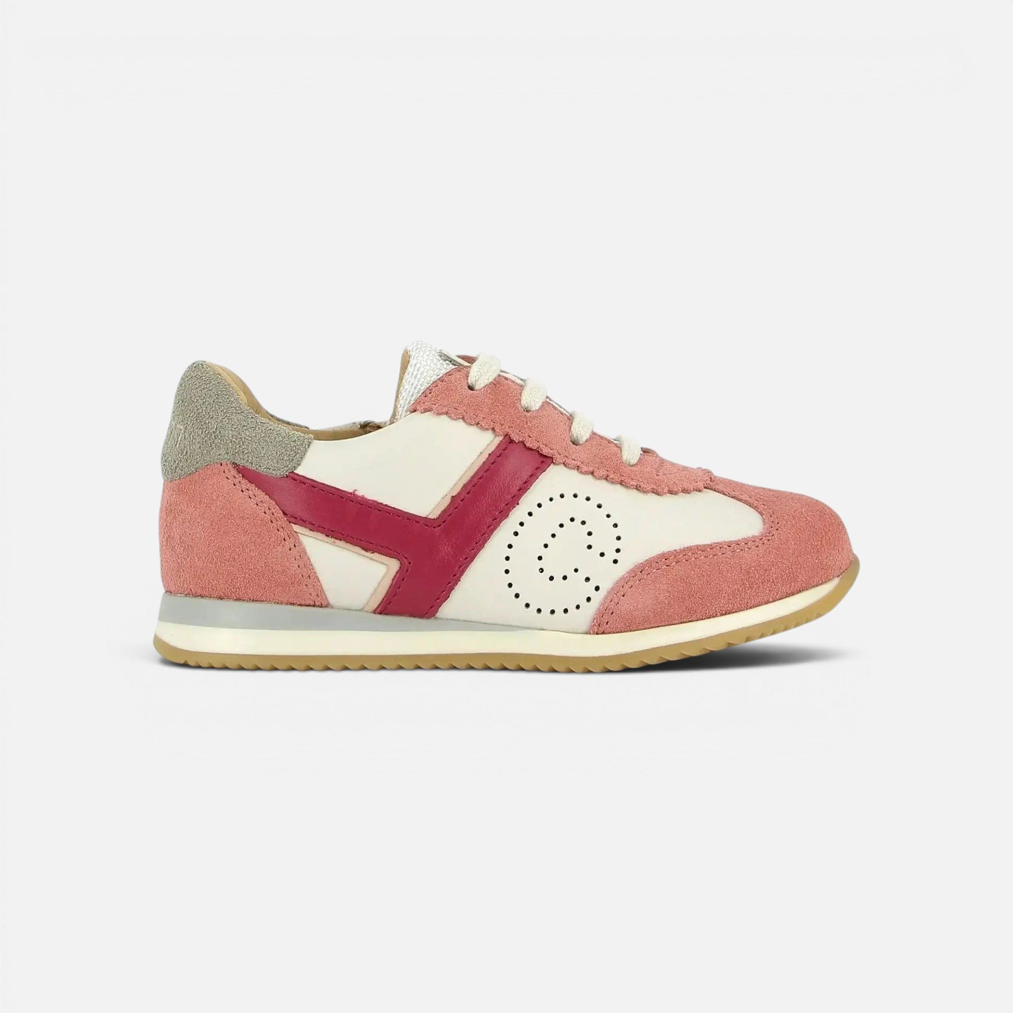 BASKETS en - TC 77 - NAPPA-VELOURS - VIEUX ROSE-CREMA - F