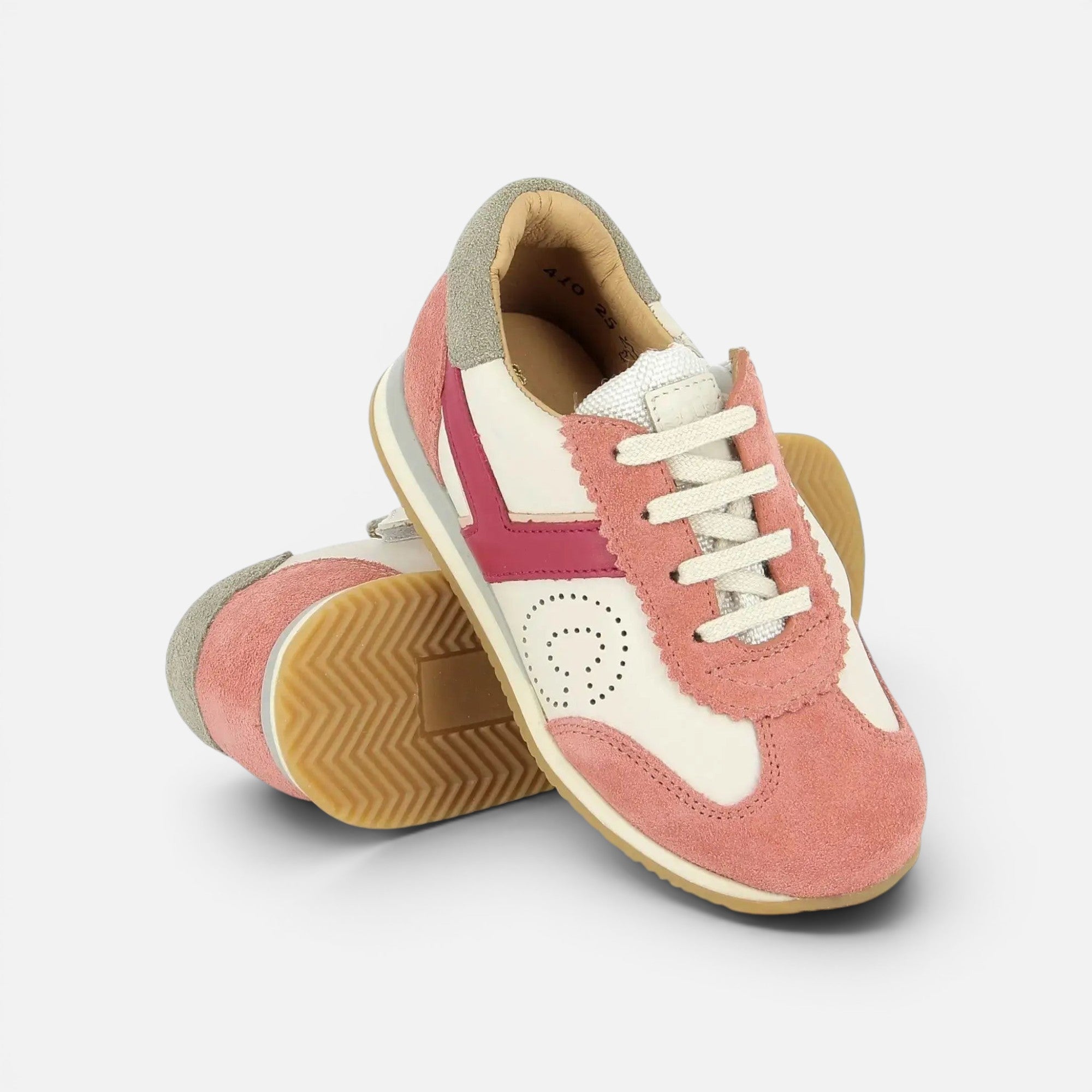 BASKETS en - TC 77 - NAPPA-VELOURS - VIEUX ROSE-CREMA - F