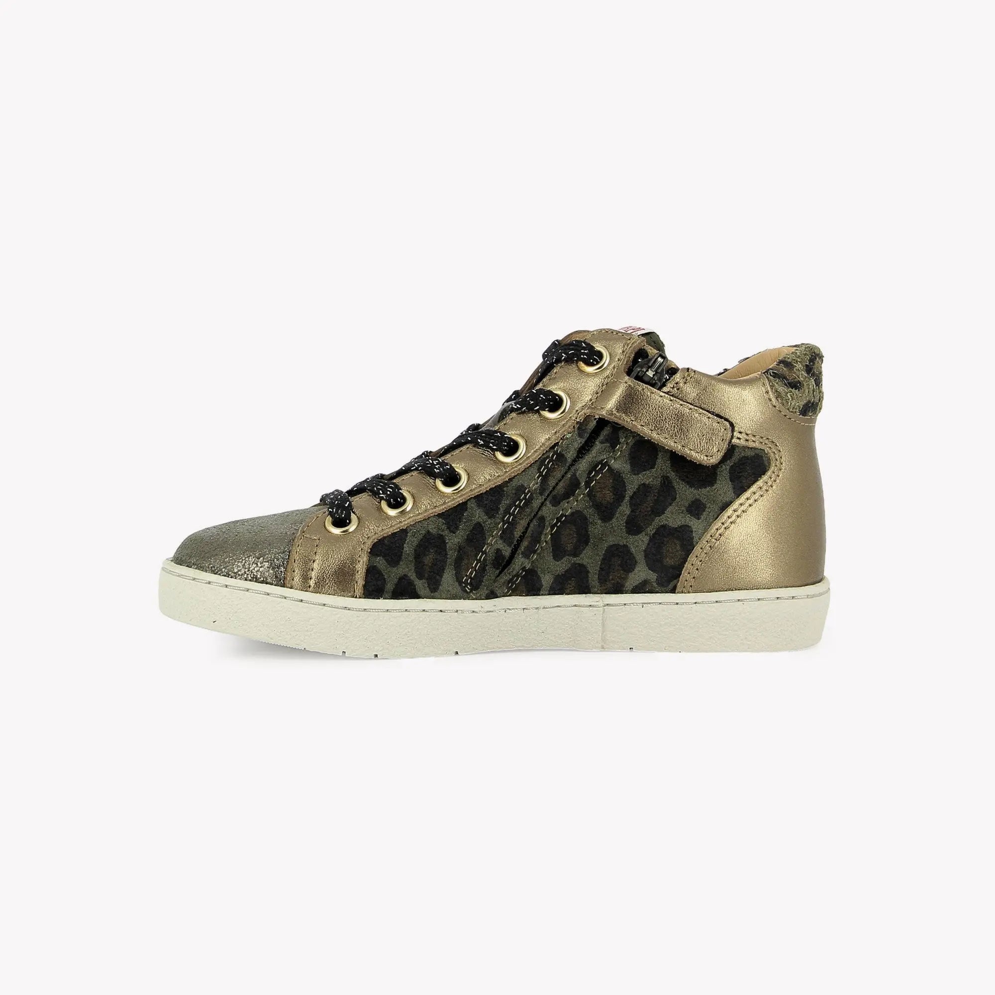 POM D'API  SNEAKERS - TOP TOUCH LACE - LAMINATO - LEOPARD - BRONZE BLADE - KHAKI - Pom d'Api