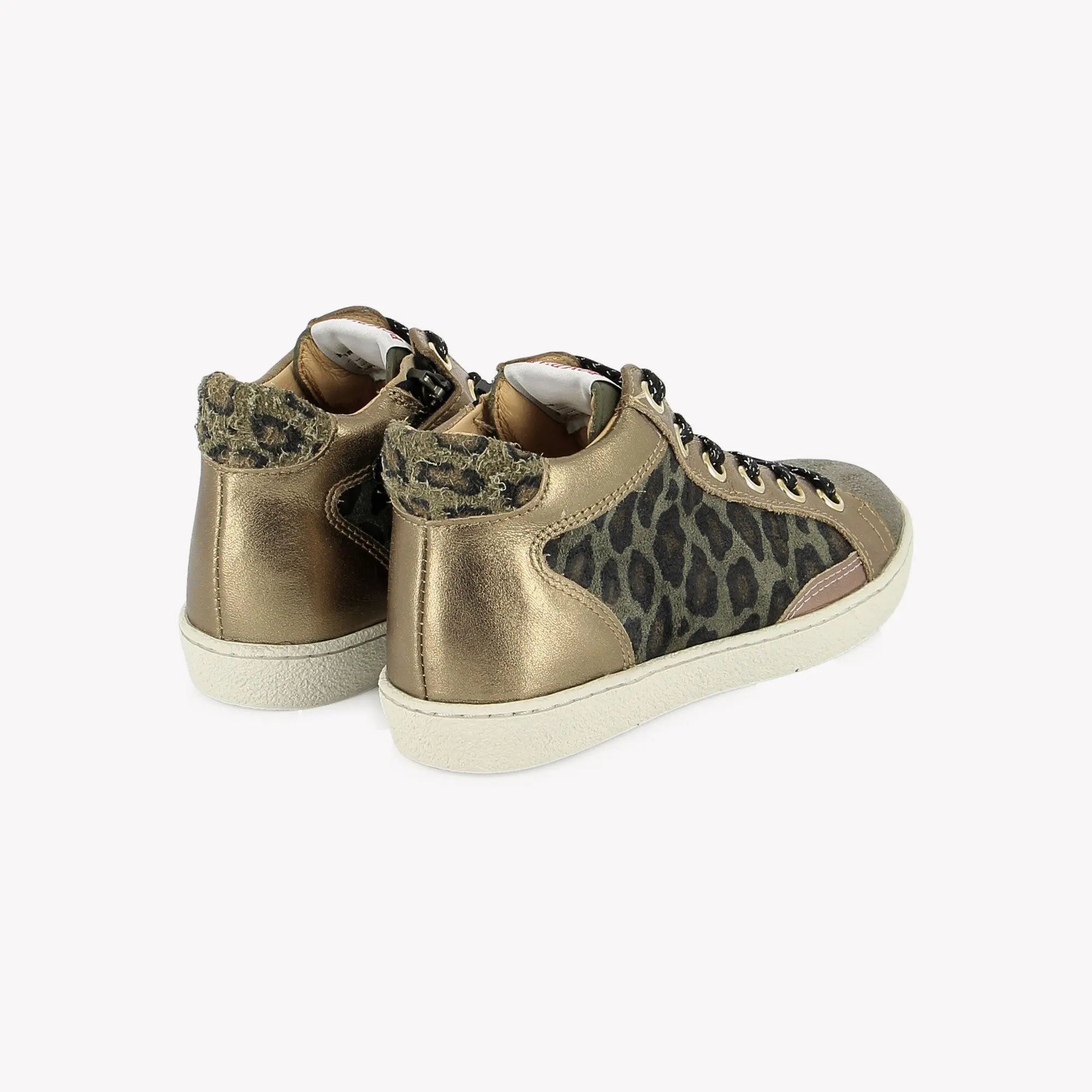 POM D'API  SNEAKERS - TOP TOUCH LACE - LAMINATO - LEOPARD - BRONZE BLADE - KHAKI - Pom d'Api