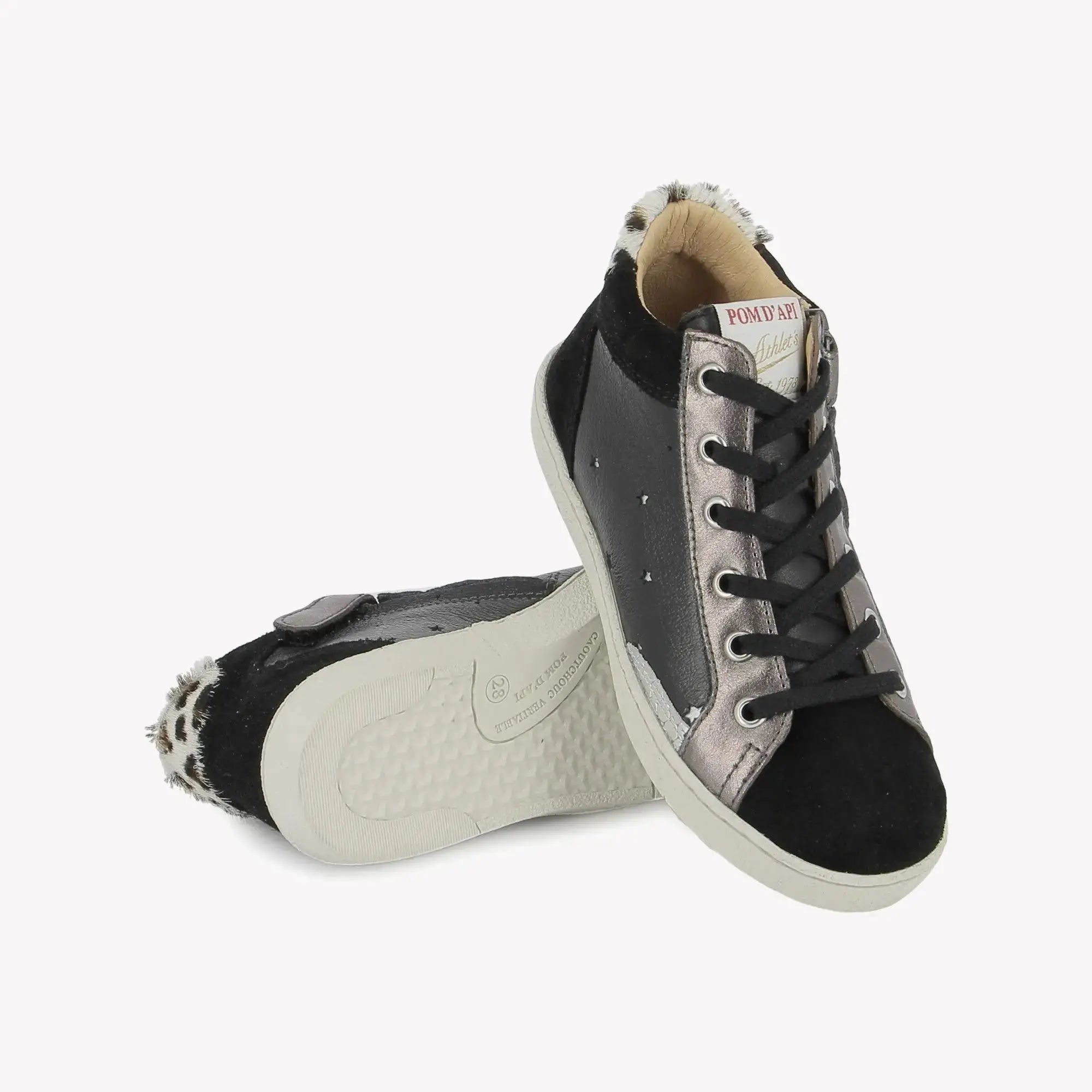 POM D'API  SNEAKERS - TOP TOUCH LACE - VELVET - NAPPA G - BLACK - Pom d'Api
