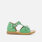 Sandale en cuir vernis vert - Poppy Buckle