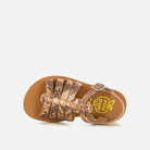 Sandal in iridescent copper leather with animal effect - Plagette Strap