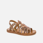 Sandal in iridescent copper leather with animal effect - Plagette Strap
