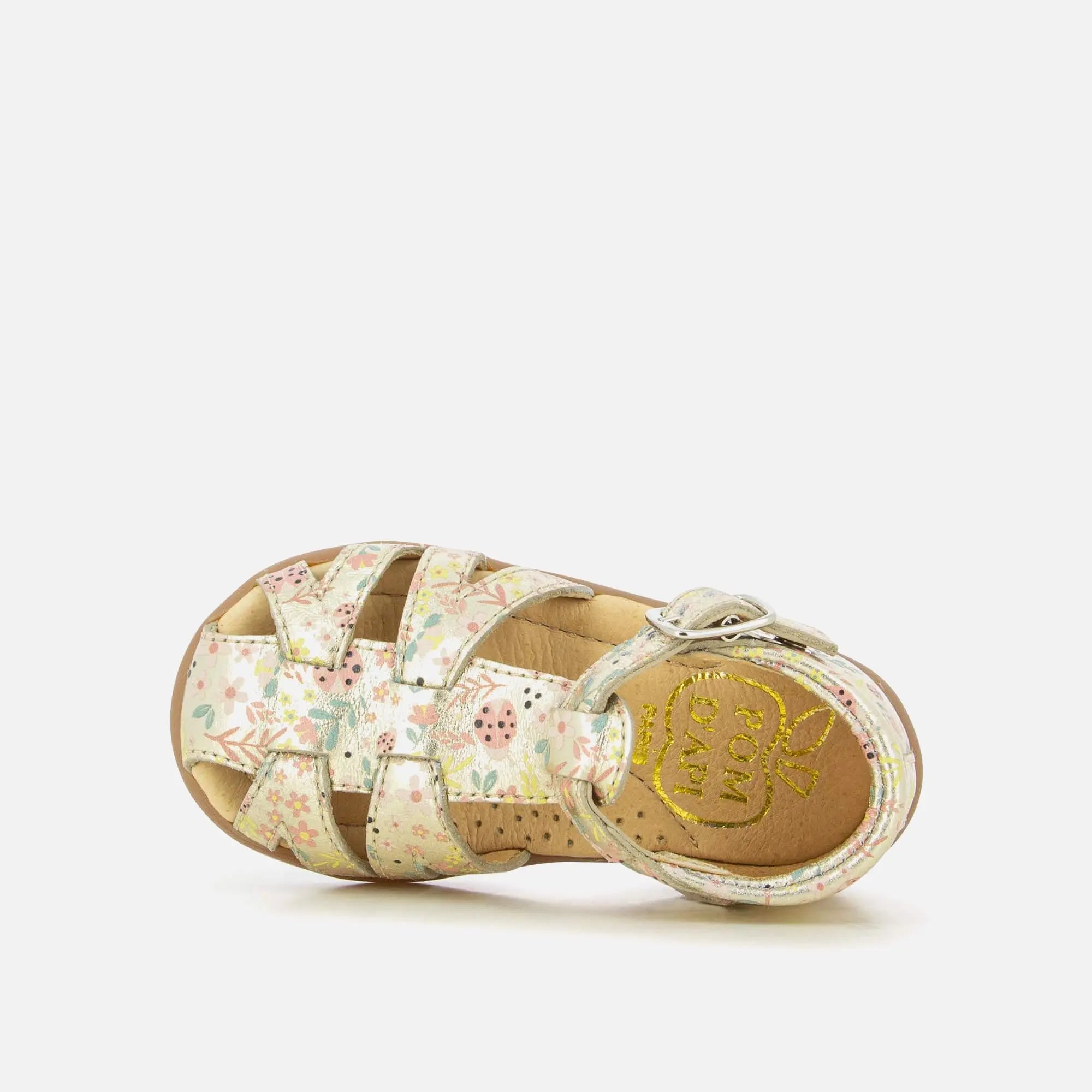 Sandale aus platinfarbenem Metallic-Printleder - Stand Up Sardine