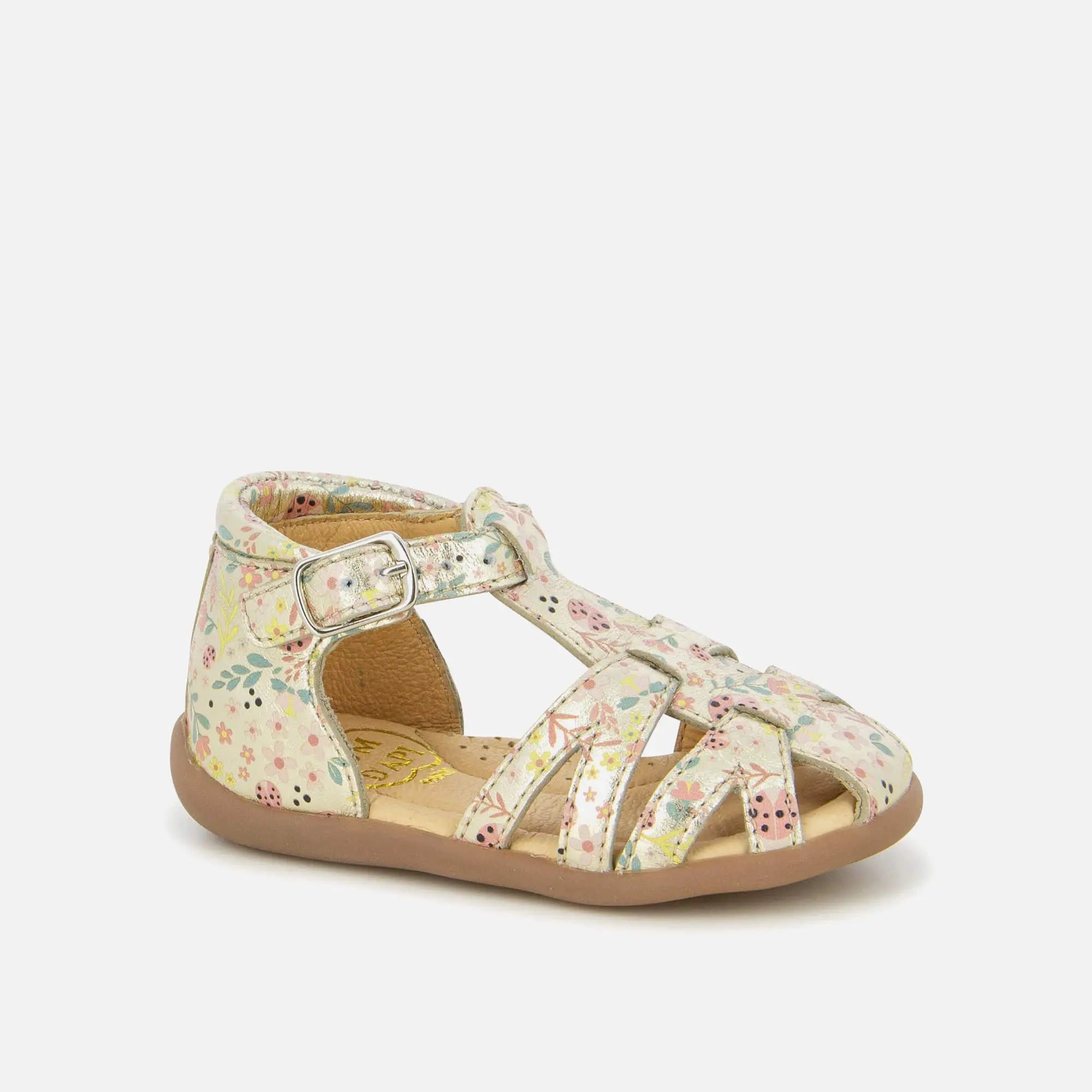 Sandale aus platinfarbenem Metallic-Printleder - Stand Up Sardine